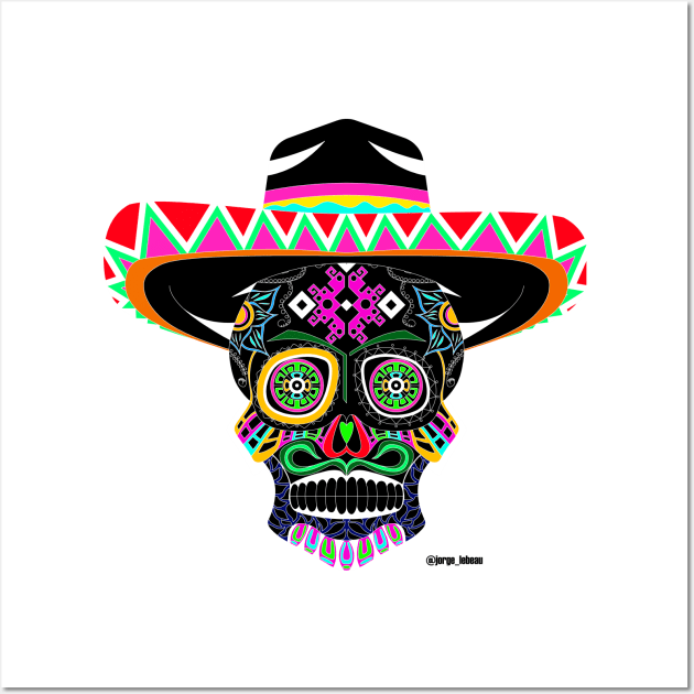 the mexican grim reaper in mariachi charro style ecopop Wall Art by jorge_lebeau